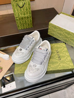GG Men's Screener Sneaker Cream White Canvas Sheepskin 523603