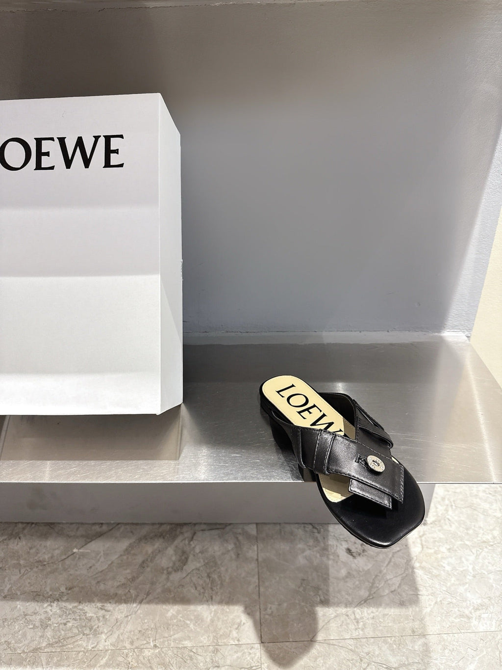 Loewe 25 Toy Panta Toe Thong Black Sheepskin