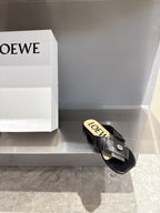 Loewe 25 Toy Panta Toe Thong Black Sheepskin