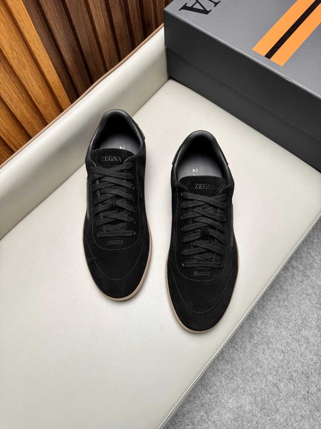 Zegna Men's 232 Low-Top Sneakers Black Suede