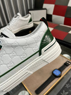 GG Men's ACE Sneaker White Green Embossed Cowhide 543293