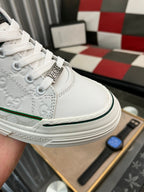 GG Men's ACE Sneaker White Green Embossed Cowhide 543293