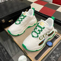 GG Men's Sneaker White Green Cowhide 529925