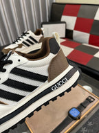 GG x Adidas Men's Sneaker White Brown Mesh Suede 554164