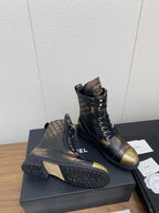 CC Short Boots Brown Black Yellow Cowhide