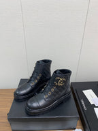 CC Ankle Boots Black Quilted Cowhide