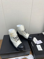 CC Ankle Boots White Mix Black Cowhide