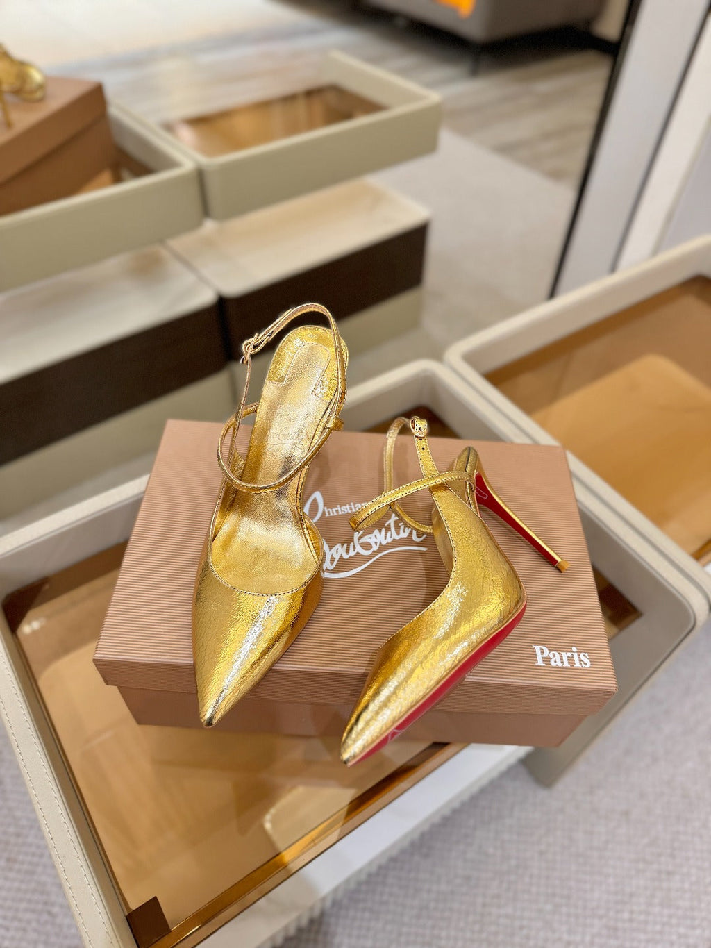 CL Jenlove Slingback 10.5cm Gold Leather 635810