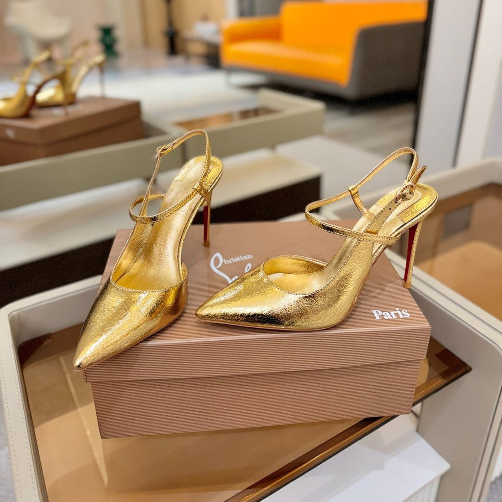 CL Jenlove Slingback 10.5cm Gold Leather 635810