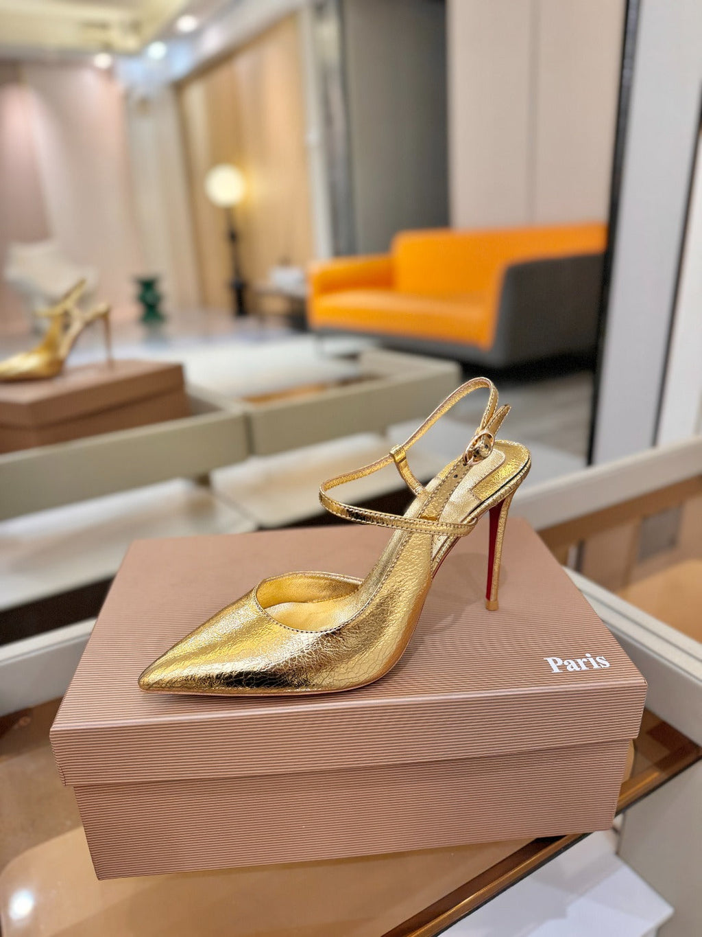 CL Jenlove Slingback 10.5cm Gold Leather 635810