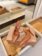 CL Jenlove Slingback 10.5cm Brown Leather 635812