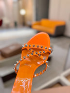 CL Tatooshka Spikes Mule 8.5cm Orange Nappa Leather 776039