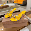 CL Tatooshka Spikes Mule 8.5cm Yellow Nappa Leather 776040