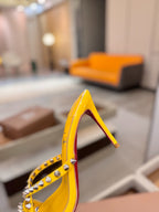 CL Tatooshka Spikes Mule 8.5cm Yellow Nappa Leather 776040