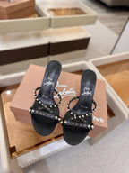 CL Tatooshka Spikes Mule 8.5cm Black Nappa Leather 776042