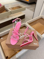 CL Tatooshka Spikes Sandal 10cm Hot Pink Nappa Leather 776044