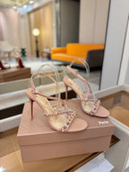 CL Tatooshka Spikes Sandal 10cm Nude Nappa Leather 776045