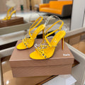 CL Tatooshka Spikes Sandal 10cm Yellow Nappa Leather 776047