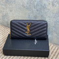 YSL Zippy Long Wallet Black Caviar Cowhide GHW