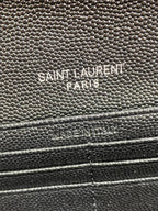 YSL Cassandre Envelope Flap Wallet Full Black Caviar Cowhide