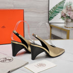HM  Classic High-Heeled Slingback 70mm Golden Sheepskin 547639