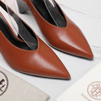 HM  Classic High-Heeled Slingback 70mm Brown Sheepskin 547640