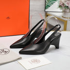 HM  Classic High-Heeled Slingback 70mm Black Sheepskin 547641