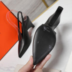 HM  Classic High-Heeled Slingback 70mm Black Sheepskin 547641