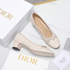 CD Pump 40mm In White Pink Quilted Calfskin 995266