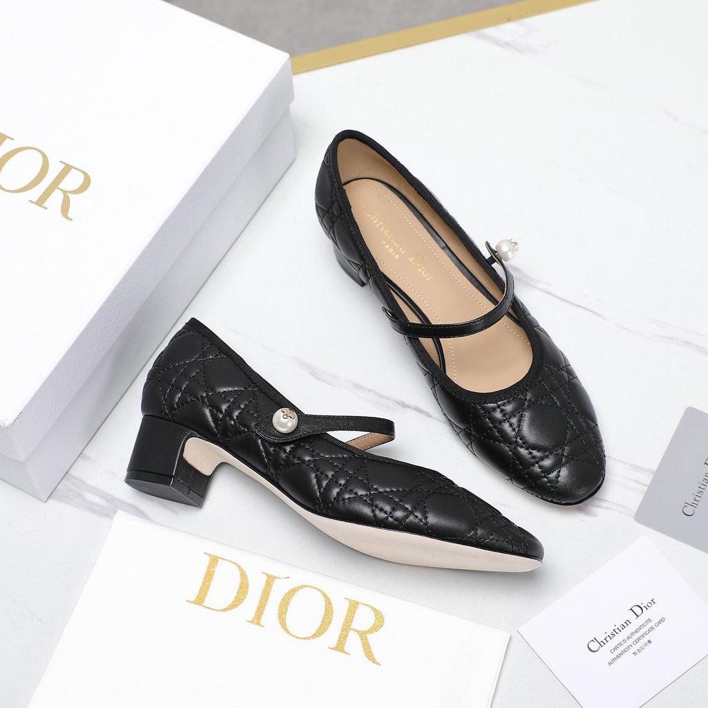 CD Ballet Pump 40mm In Black Quilted Calfskin 995268