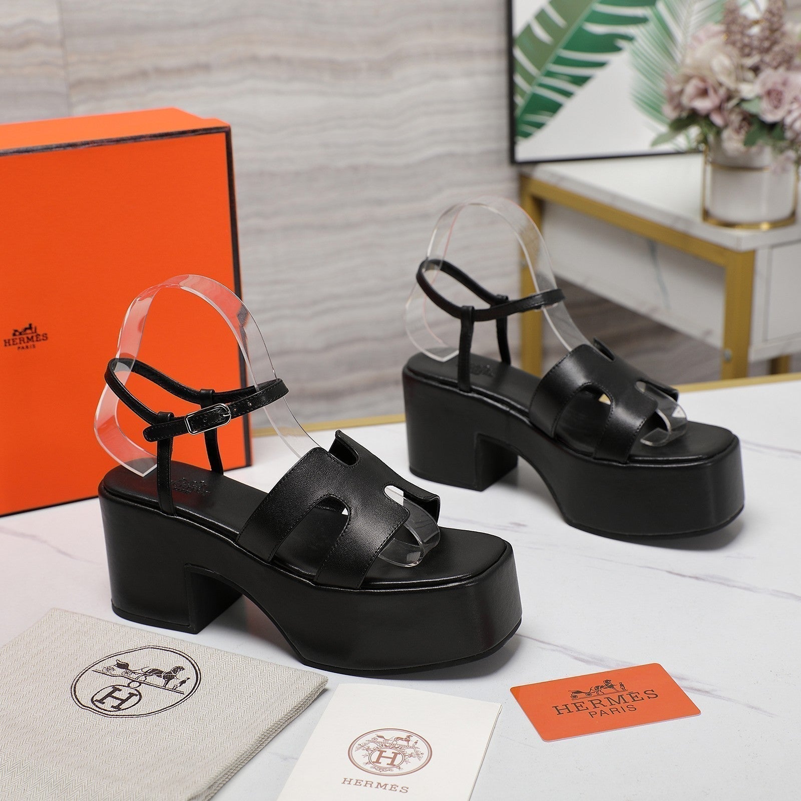 HM Jam 70 sandal In Black Calfskin 120305