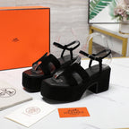 HM Jam 70 sandal In Black Velvet 120319