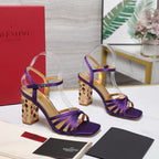 VT 2025 Diamond Heel Sandals Purple Cowhide 289512
