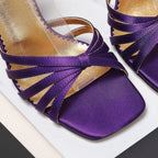 VT 2025 Diamond Heel Sandals Purple Cowhide 289512