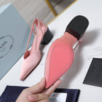 Prada Cutout Satin Pointy-Toe Pump 50mm Pink Satin 456274