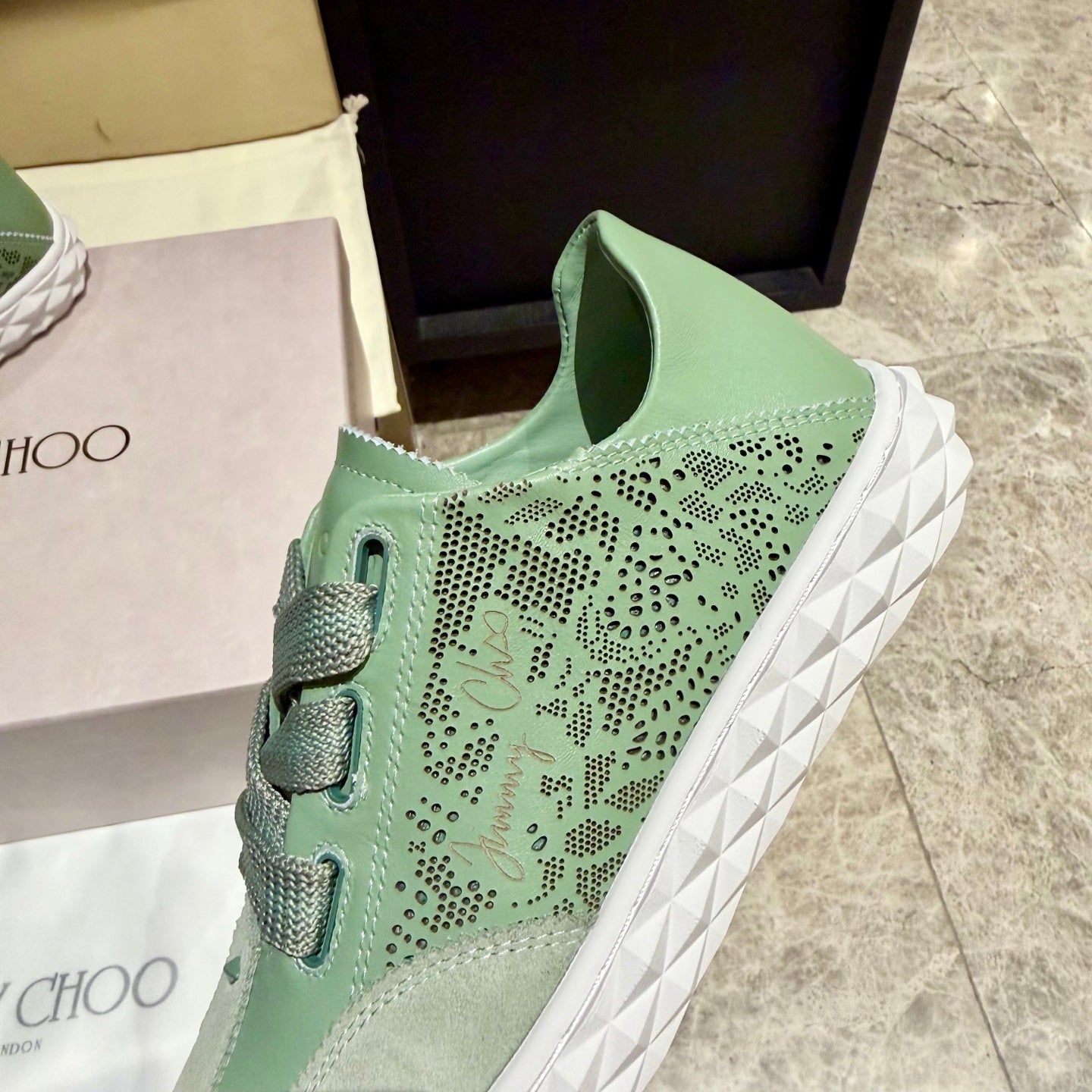 Jimmy Diamond Light Flex Sneaker Green Suede Leather 715045
