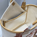 STEEPLE 28 BAG IN OFF-WHITE MIX BROWN CANVAS AND CALFSKIN