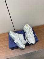 GG Ripple Leather Sneakers White Silver