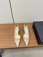 Valentino Beige Rockstud D'Orsay Pumps 95mm Cowhide 989891