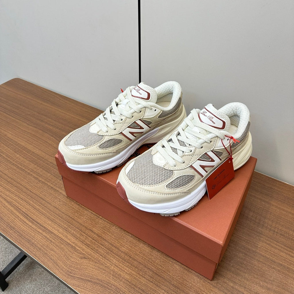 LP x NB 990v6 Sneaker 45mm In Ivory White Mix Grey Suede And Mesh Fabric 989828