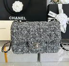 MINI FLAP BAG 20 IN LIGHT GRAY TWEED SILVER HARDWARE