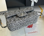 MINI FLAP BAG 20 IN LIGHT GRAY TWEED SILVER HARDWARE