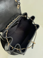 duma backpack 22cm black lambskin light gold hardware