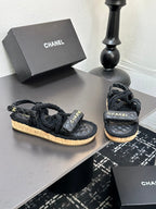 CC Sandals Black Rope Lambskin 331281