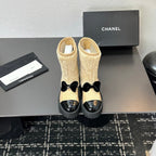 CC Coco Neige 2025/26 Low-cut Boots Beige Shearling Lambskin Patent Leather 529342