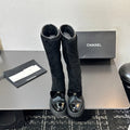 CC Coco Neige 2025/26 High Boots Black Shearling Lambskin Patent Leather 529339