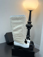 CC Coco Neige 2025/26 High Boots Black White Shearling Lambskin Patent Leather 529340