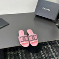 CC 2026 Slippers Pink Black Mesh Sheepskin 668147
