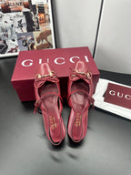 GG 26s Horsebit Slingback 2.5cm Burgundy Sheepskin 688314