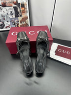 GG 26s Horsebit Slingback 2.5cm Black Sheepskin 688315